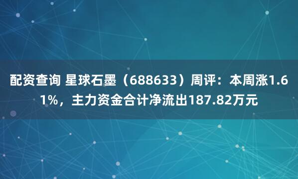 配资查询 星球石墨（688633）周评：本周涨1.61%，主力资金合计净流出187.82万元