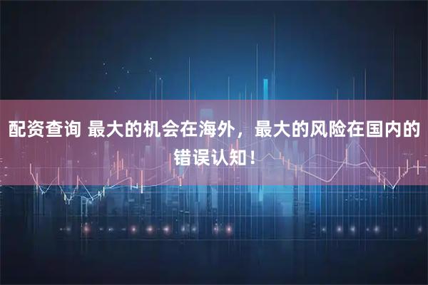 配资查询 最大的机会在海外，最大的风险在国内的错误认知！