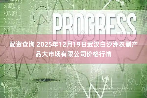 配资查询 2025年12月19日武汉白沙洲农副产品大市场有限公司价格行情